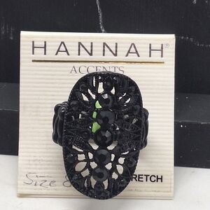 Hannah Accents Black Ring Size 8 Stretch